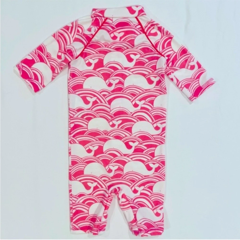 Baby Boden Sun Safe Surf Suit Girls 6-12M Pink Whales Bathing Swim Summer Beach